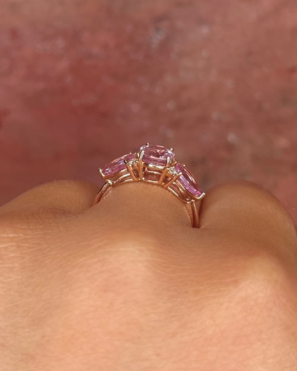 Rose Sapphire Trilogy Ring 3.56 Carats &amp; Diamonds "Emmy"