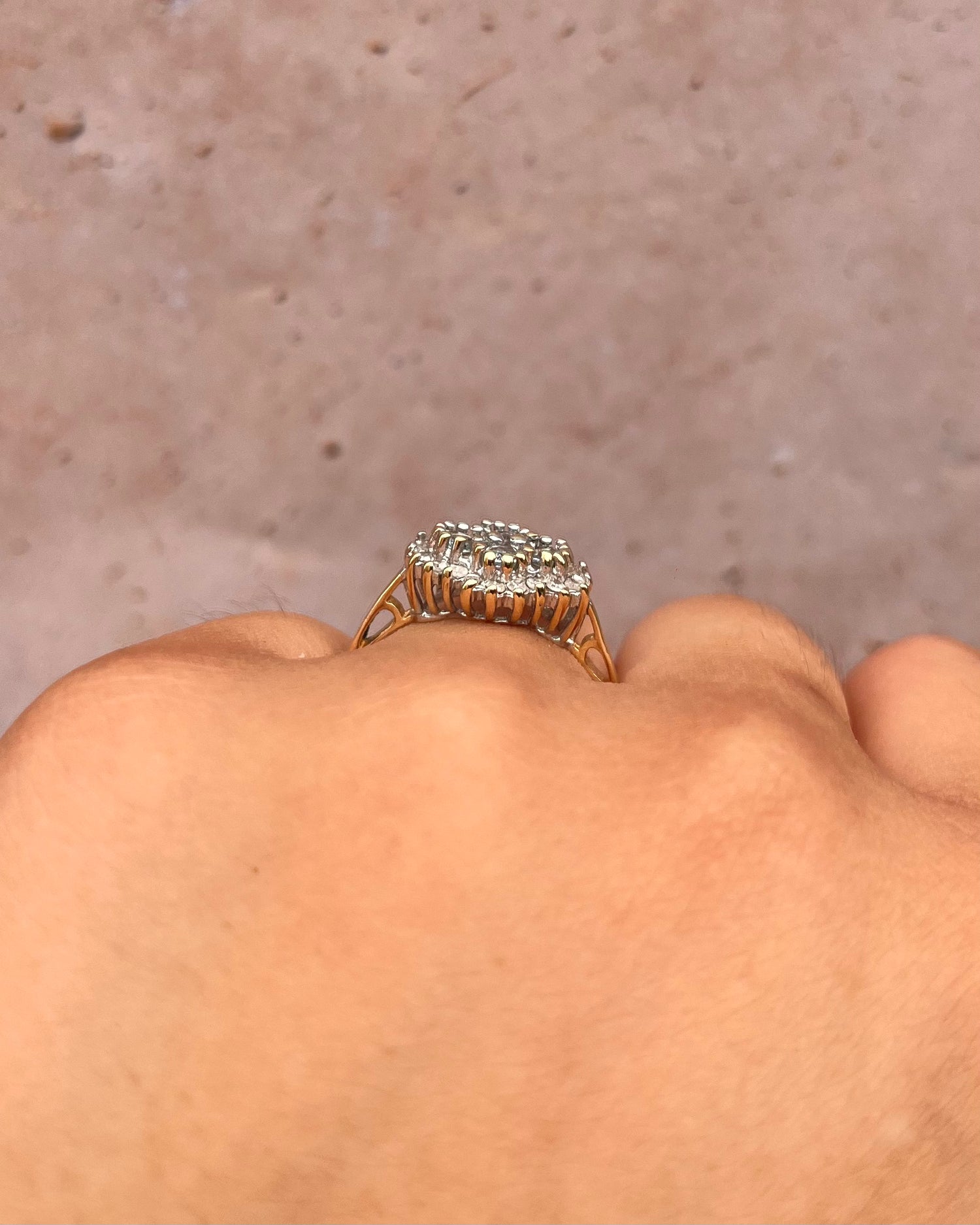 "Flower Ring with 0.48 Carat Topazes &amp; 0.30 Carat Diamonds &