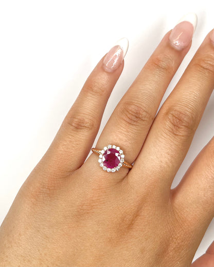 Bague Marguerite Rubis Birman 1.10 carat &amp; Diamants 0.27 carat "Jennie" - Elliade Paris