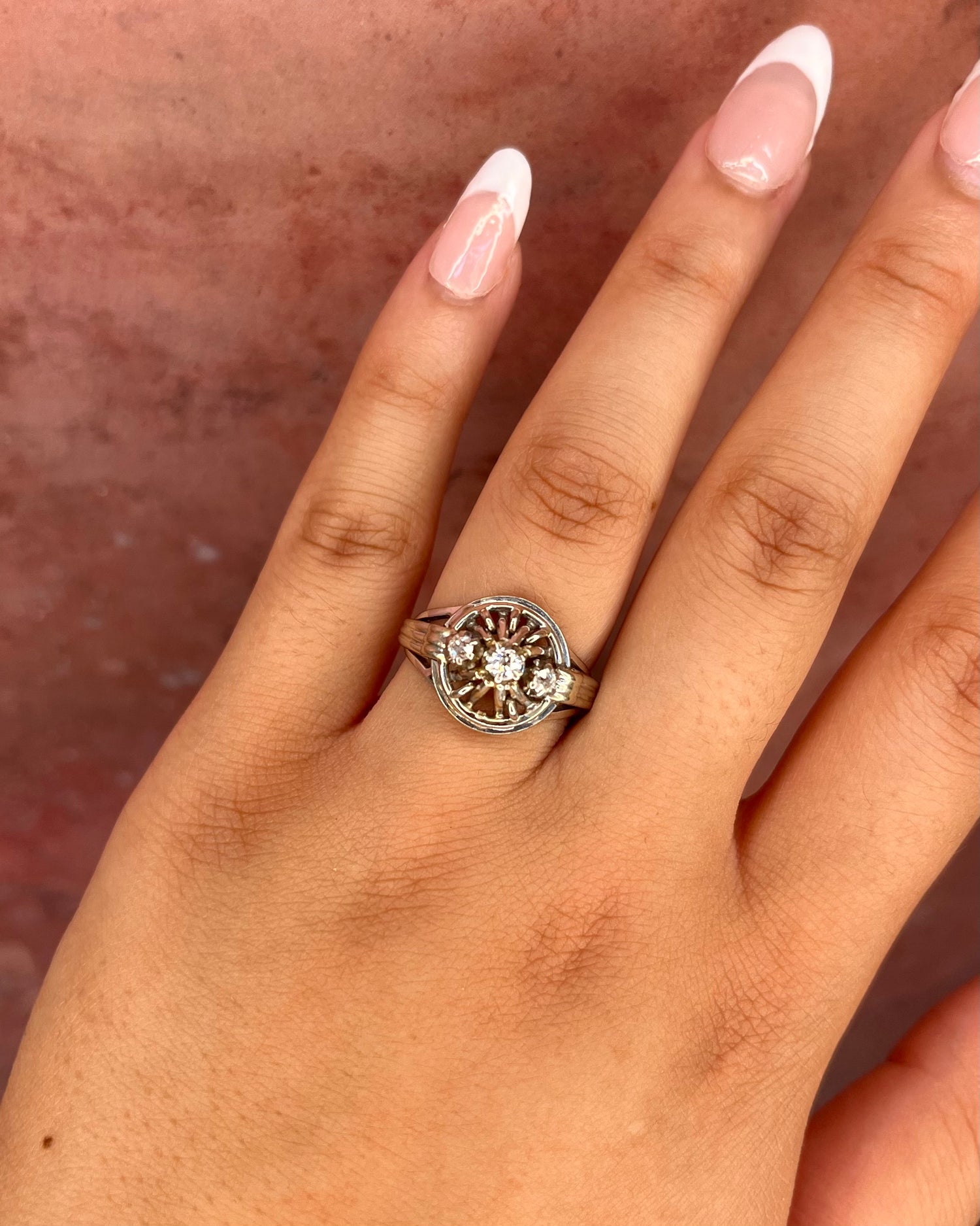 Art Deco Style Ring 0.25 Carat Diamonds &amp; 18 Carat Gold 5.85g "Romy"