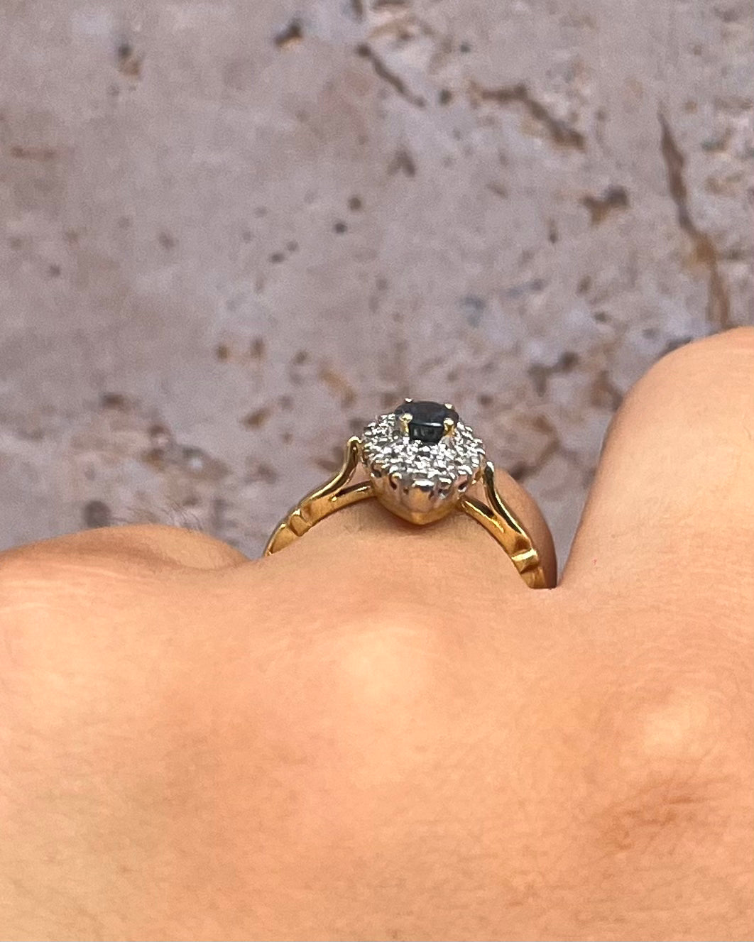 Bague Marquise Saphir Teal 0.65 carat &amp; Diamants 0.36 carat "Elsa"