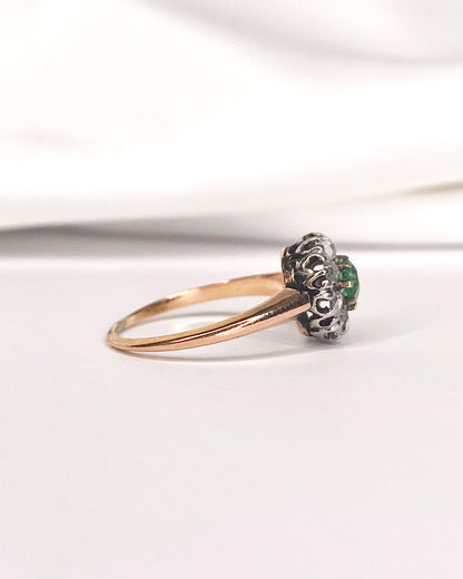 Bague Marguerite Émeraude &amp; Diamants "Eglantine"