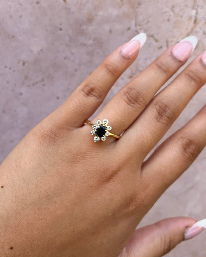 Bague Marguerite Saphir 0.91 carat &amp; Diamants 0.52 carat "Léna"