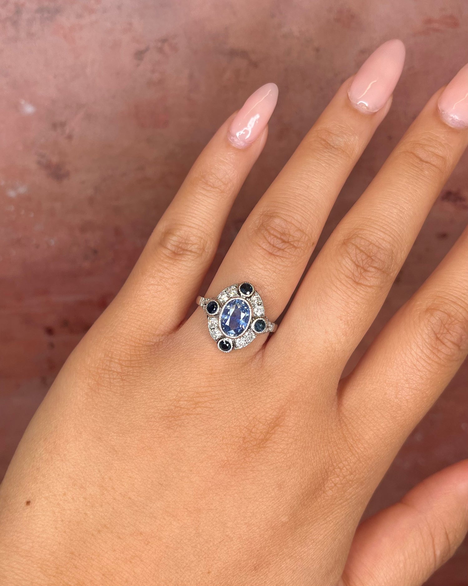 Art Deco Ring with 2.08 Carat Sapphire &amp; 0.66 Carat Diamonds "Marina"