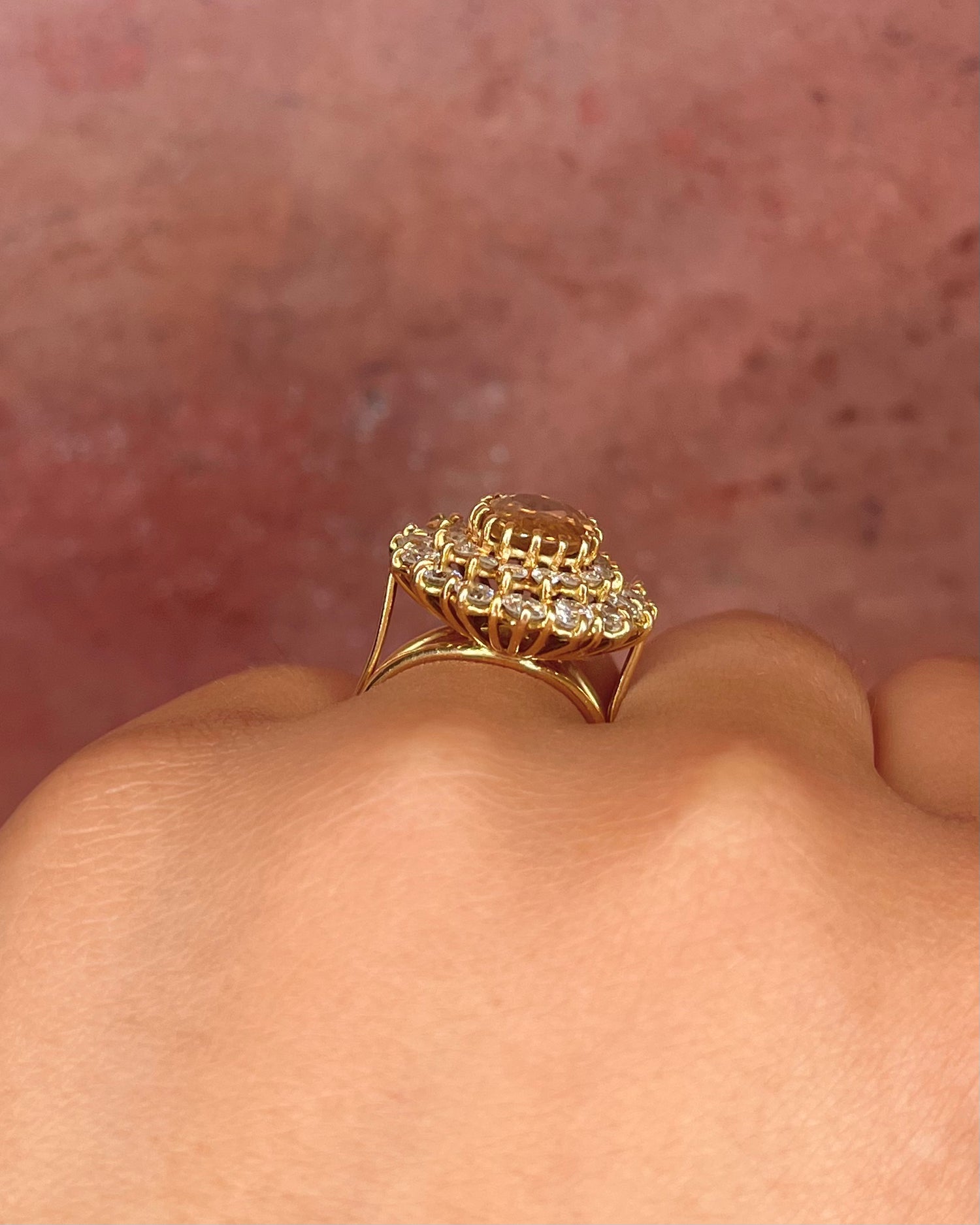 Bague Marguerite Zircon Cognac Naturel 4.70 carats &amp; Diamants 1.60 carat "Christie"