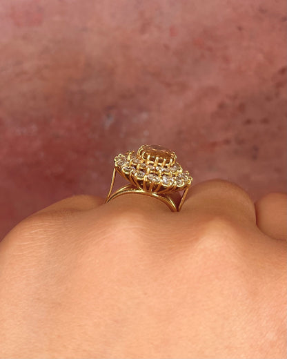 Bague Marguerite Zircon Cognac Naturel 4.70 carats &amp; Diamants 1.60 carat "Christie"