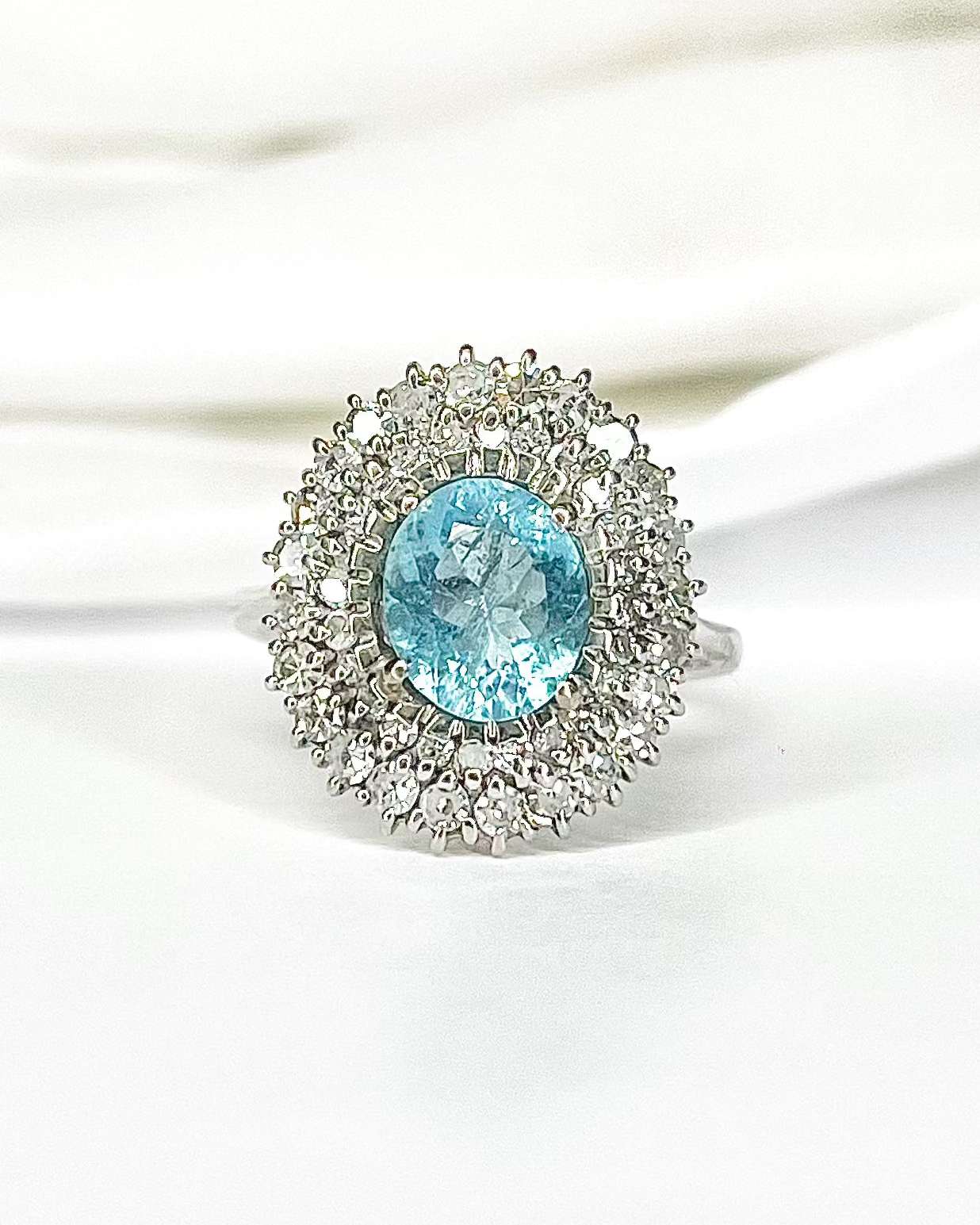 Marguerite Aquamarine 1.60 Carat &amp; Diamonds 0.96 Carat "Deva" Ring
