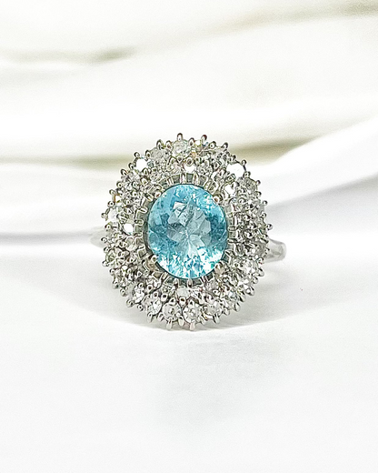 Marguerite Aquamarine 1.60 Carat &amp; Diamonds 0.96 Carat "Deva" Ring