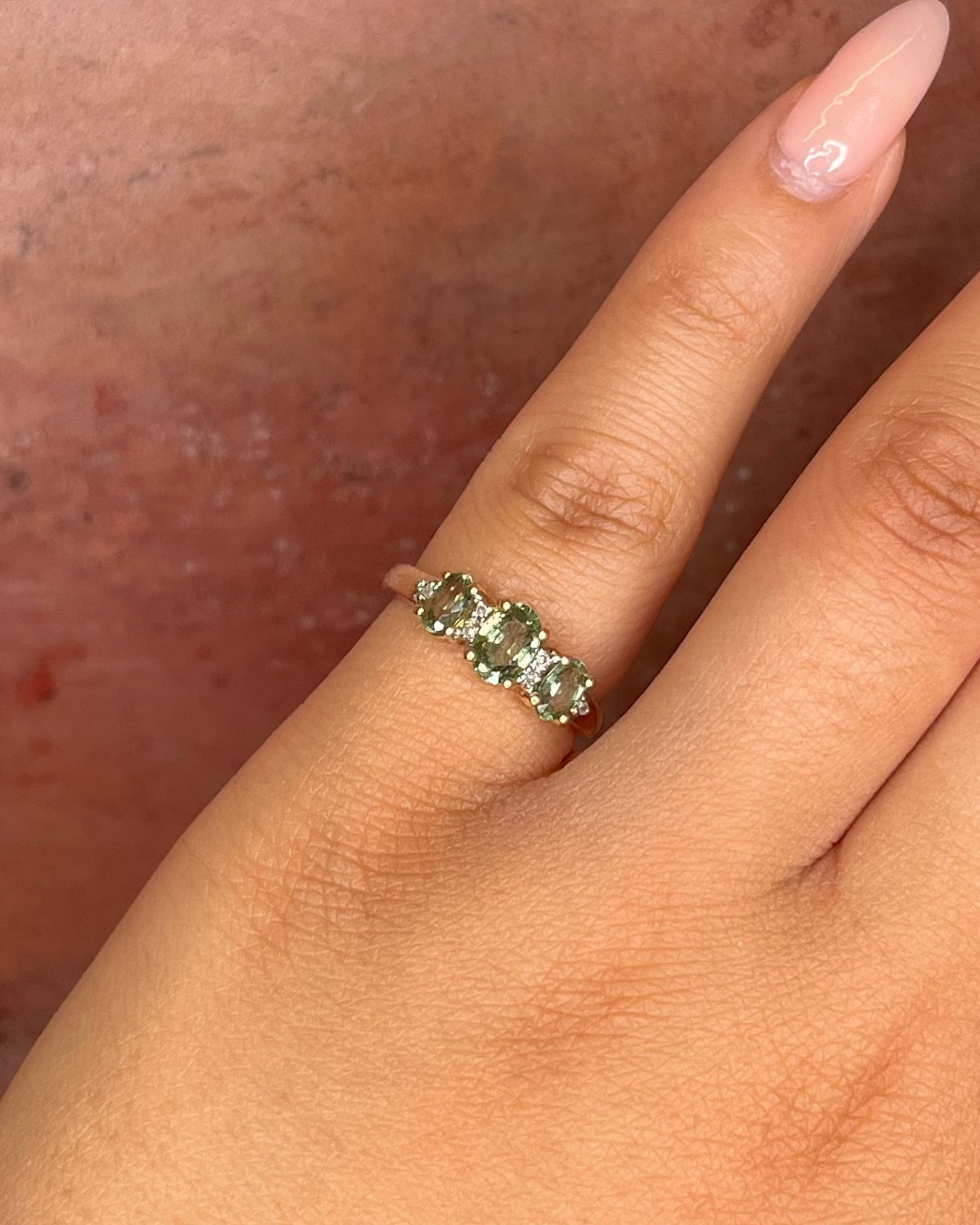 Anillo Trilogía Zafiros Verdes 1.10 quilates "Marion"