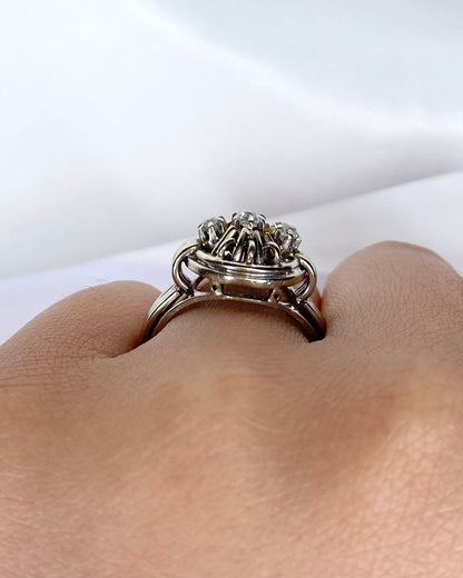 Anillo estilo Art Déco con diamantes 0,25 quilates y oro de 18 quilates 5,85 g "Romy"