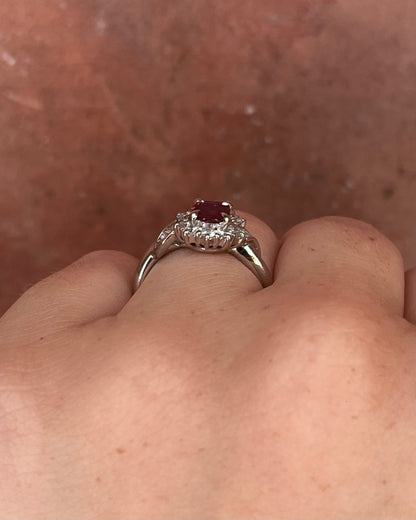 Bague Marguerite Rubis Mozambicain 0.71 carat &amp; Diamants 0.43 carat "Melinda"