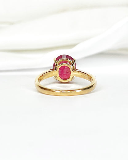 Solitaire Ruby 3.30 Carats &amp; Diamonds Ring "Ranya"