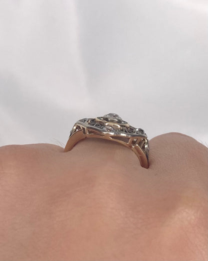 Bague Art-Deco Diamants 0.47 carat &amp; Pierres Vertes "Tatiana" - Elliade Paris