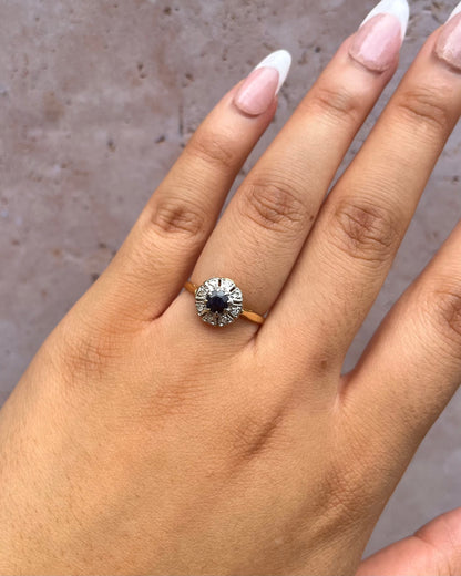 Bague Marguerite Saphir 0.30 carat &amp; Diamants "Tiphaine"