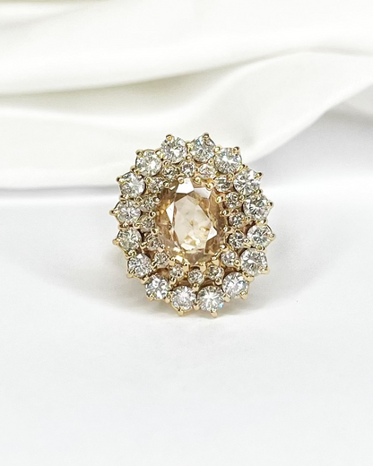 Bague Marguerite Zircon Cognac Naturel 4.70 carats &amp; Diamants 1.60 carat "Christie"
