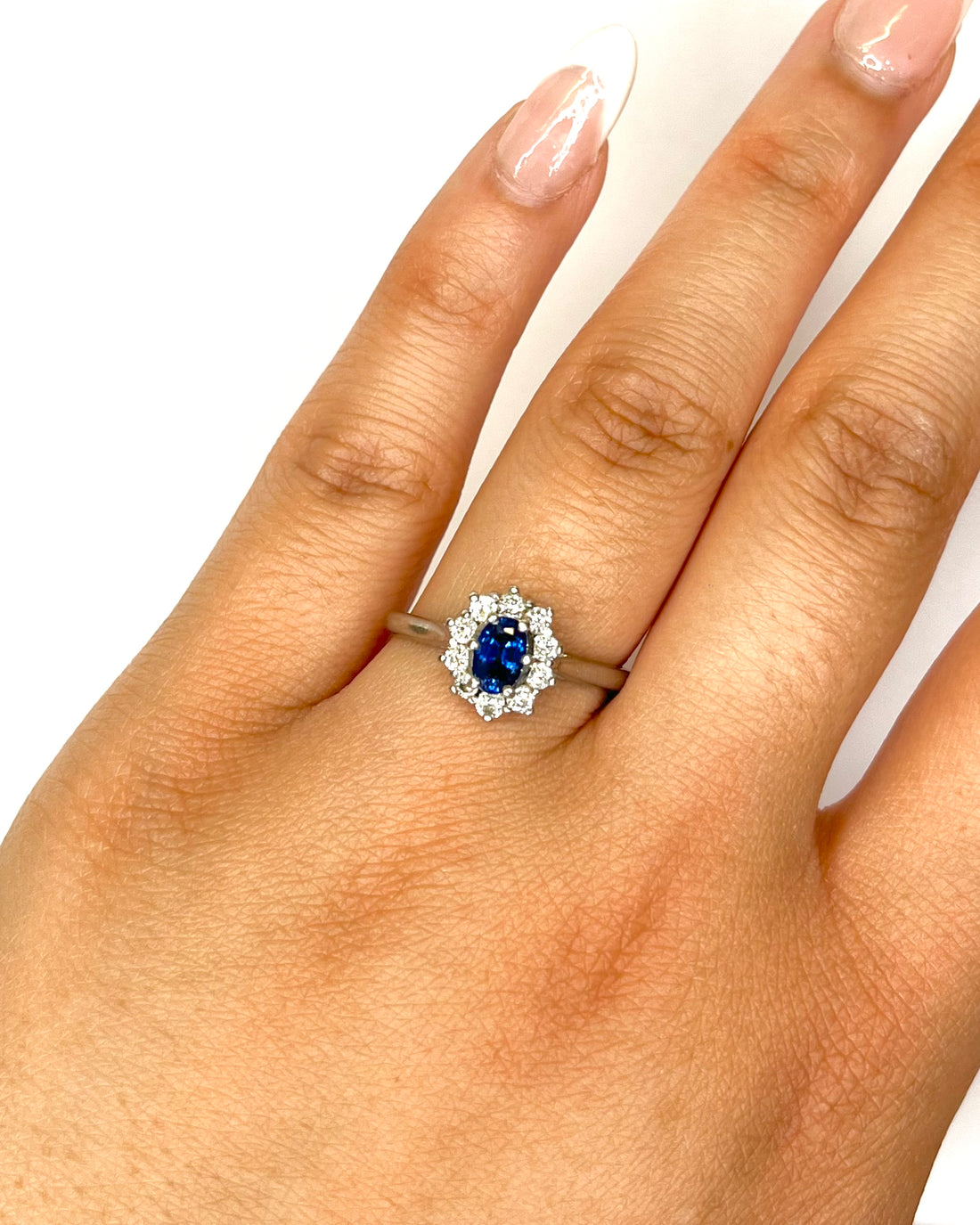 Bague Marguerite Saphir 0.80 carat &amp; Diamants 0.20 carat "Nina"