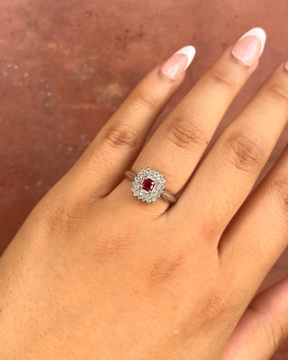 Marguerite Ring Mozambican Ruby 0.43 carat &amp; Diamonds 0.43 carat "Monica"