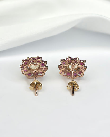 Puces Marguerite Saphirs Jaunes 2.52 carats &amp; Rubis Mozambicains 1.90 carat "Mélina"