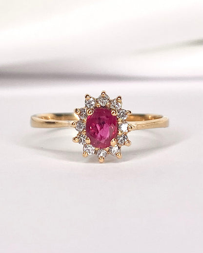 Bague Marguerite Rubis 0.40 carat &amp; 12 Diamants "Edwina" - Elliade Paris
