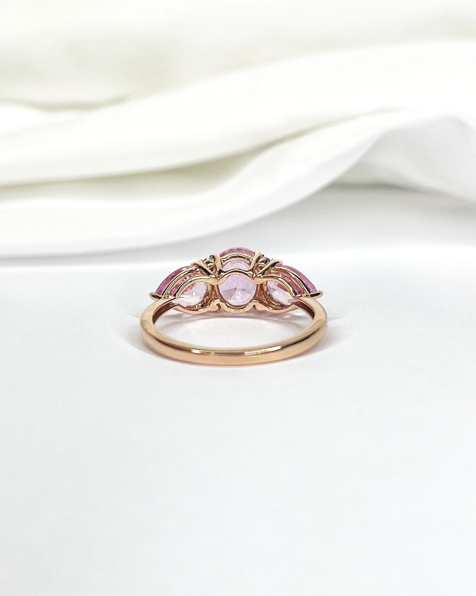 Rose Sapphire Trilogy Ring 3.56 Carats &amp; Diamonds "Emmy"