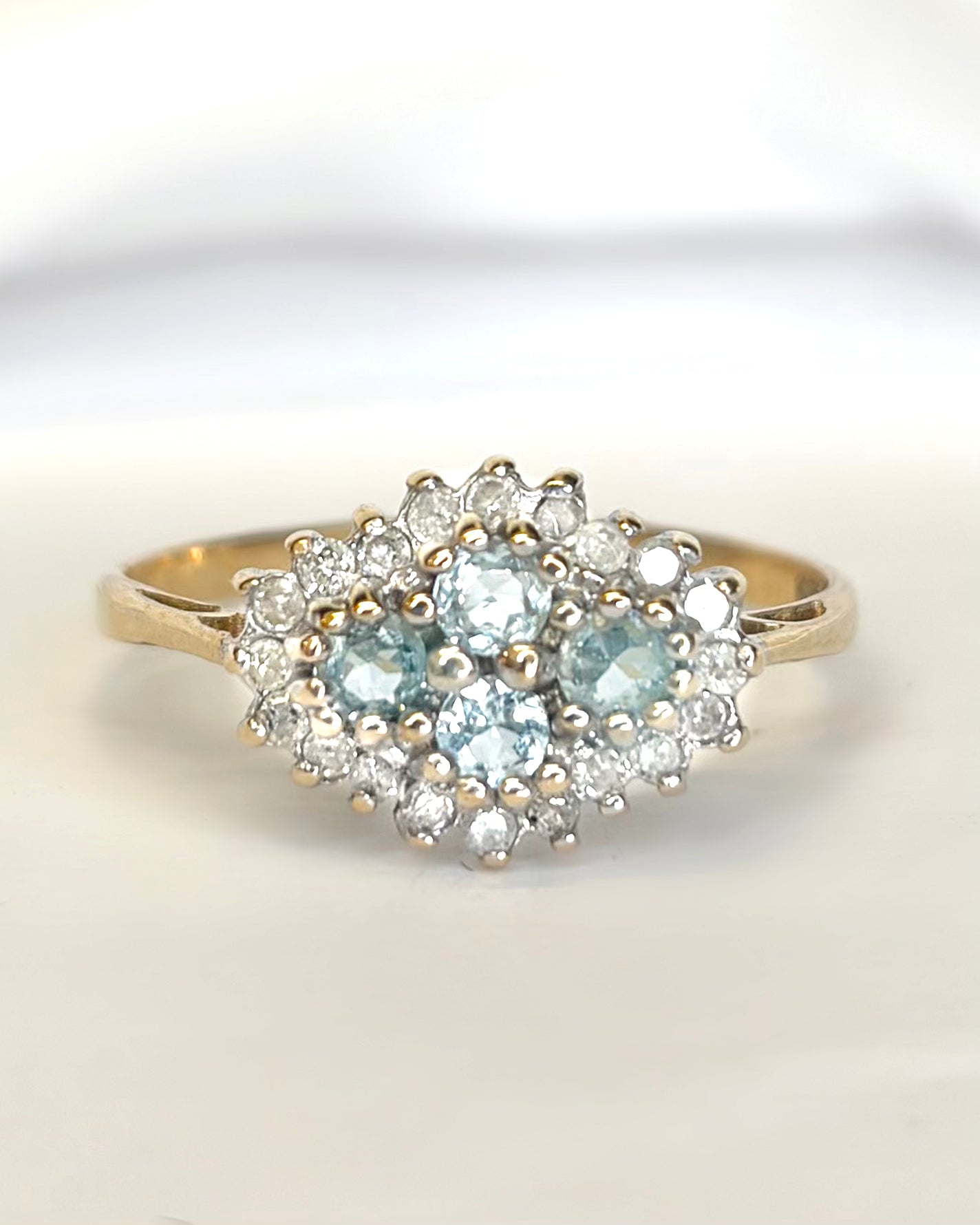 "Flower Ring with 0.48 Carat Topazes &amp; 0.30 Carat Diamonds &