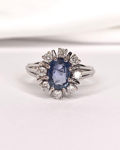 Bague Marguerite Saphir 1.50 carat &amp; Diamants 0.48 carat "Léonille"