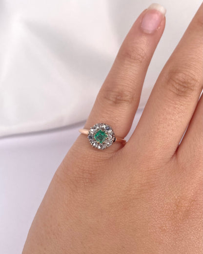 Bague Marguerite Émeraude &amp; Diamants "Eglantine"