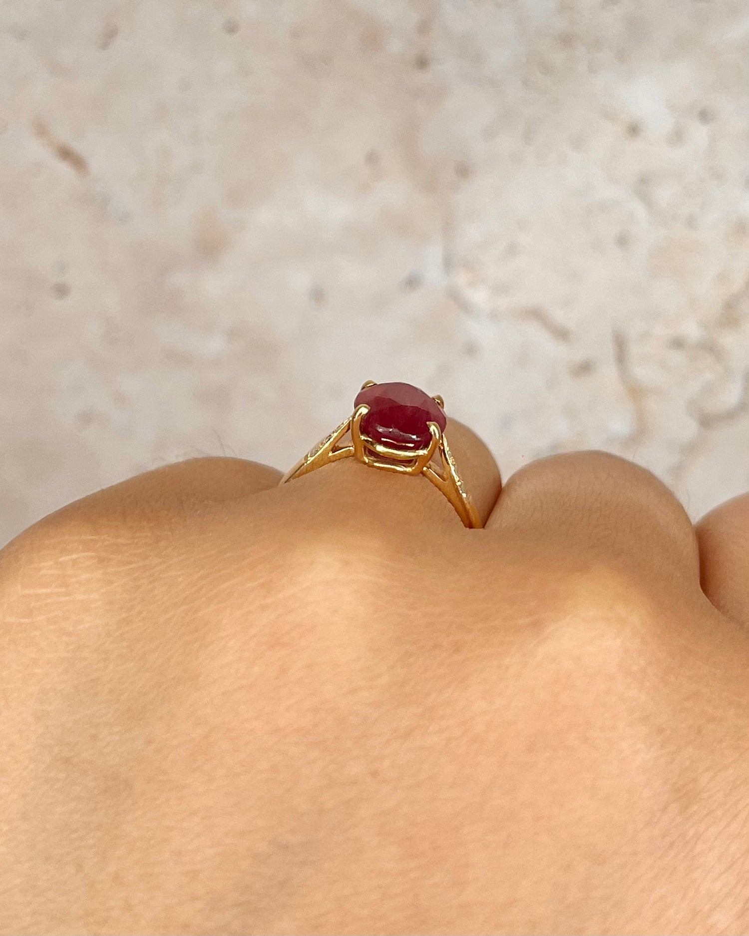 Solitaire Ruby 3.30 Carats &amp; Diamonds Ring "Ranya"