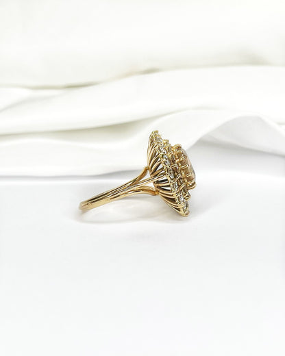 Bague Marguerite Zircon Cognac Naturel 4.70 carats &amp; Diamants 1.60 carat "Christie"