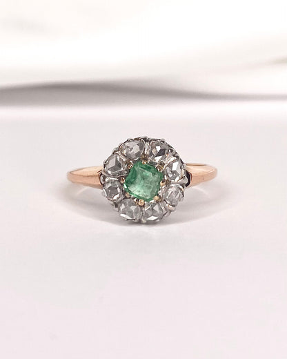 Bague Marguerite Émeraude &amp; Diamants "Eglantine"