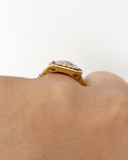 Bague Art-Déco Rubis 0.70 carat &amp; 8 Diamants "Céleste"