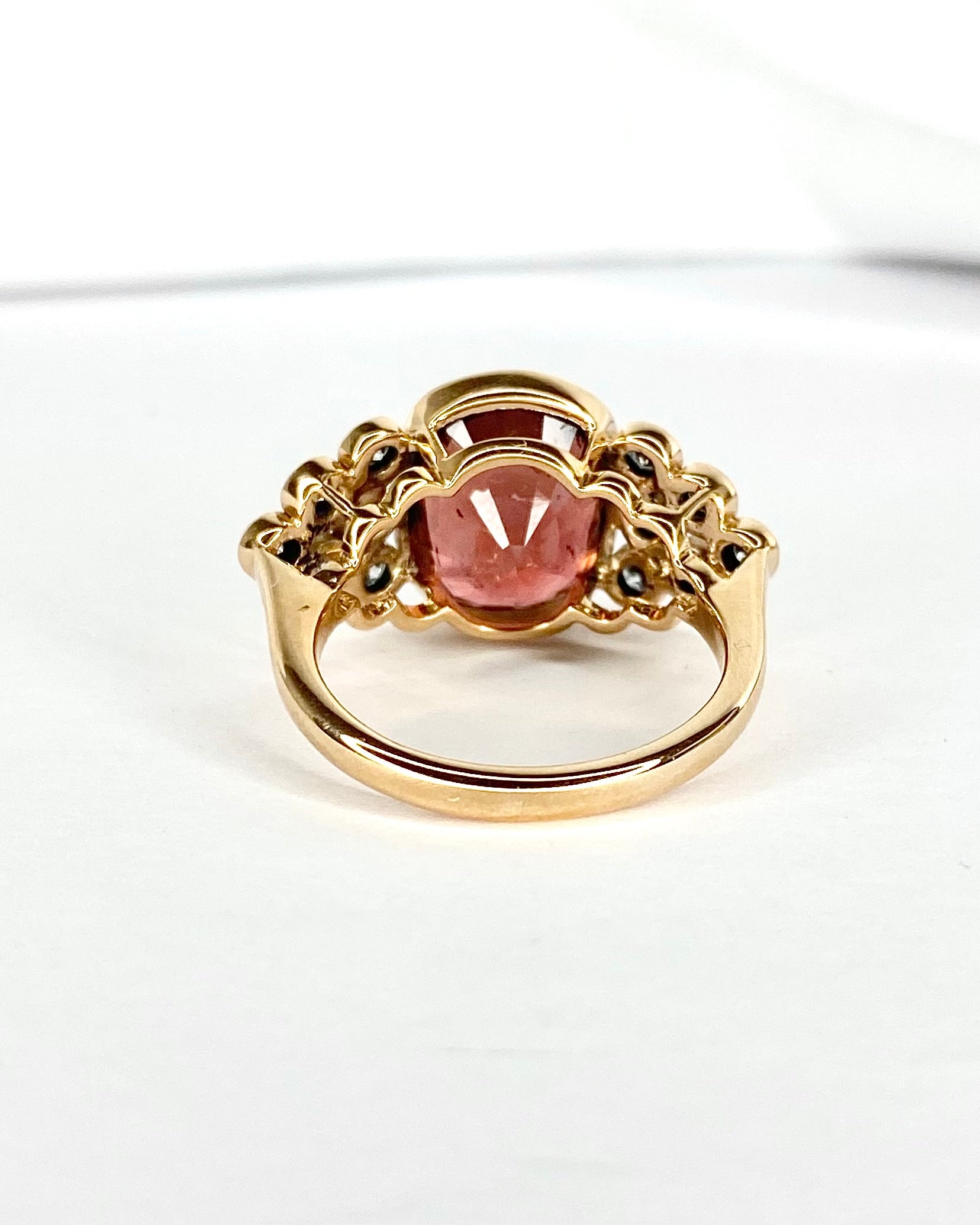 Mozambican Tourmaline Trilogy Ring 6.69 carats, Diamonds 0.85 carat &amp; Gold 7.09g "Siyu"