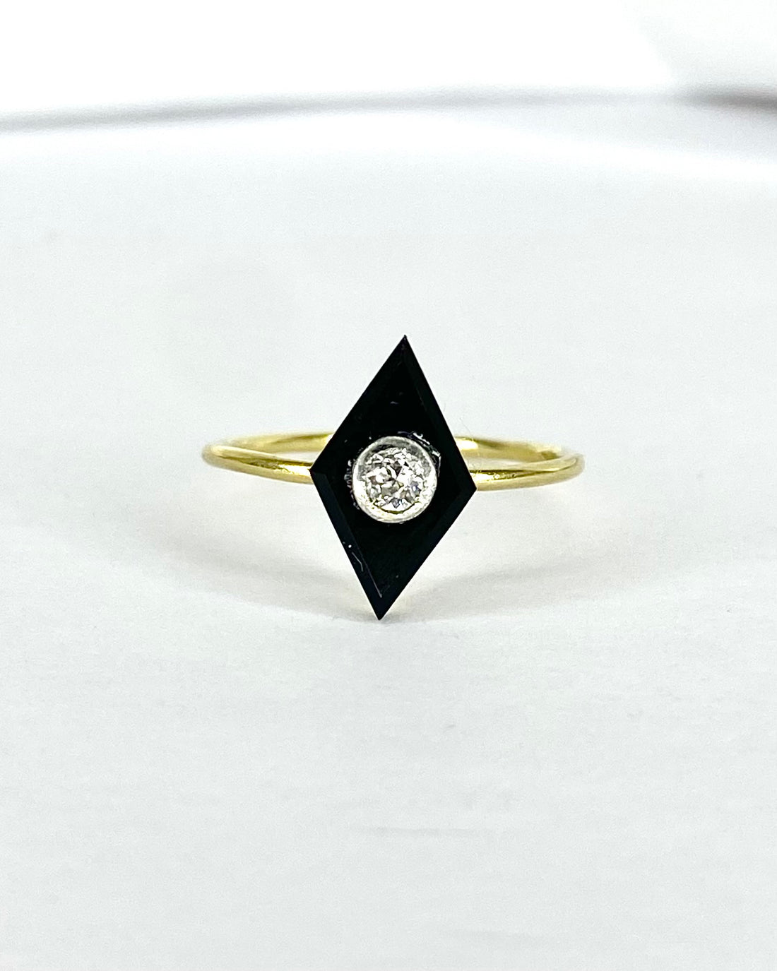 Bague Art-Déco Onyx &amp; Diamant "Zoé"
