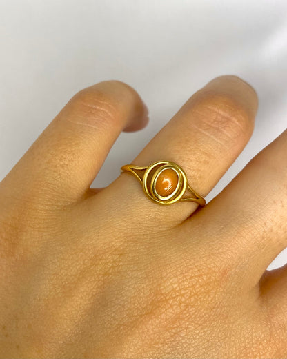 Bague Solitaire Corail "Flora"