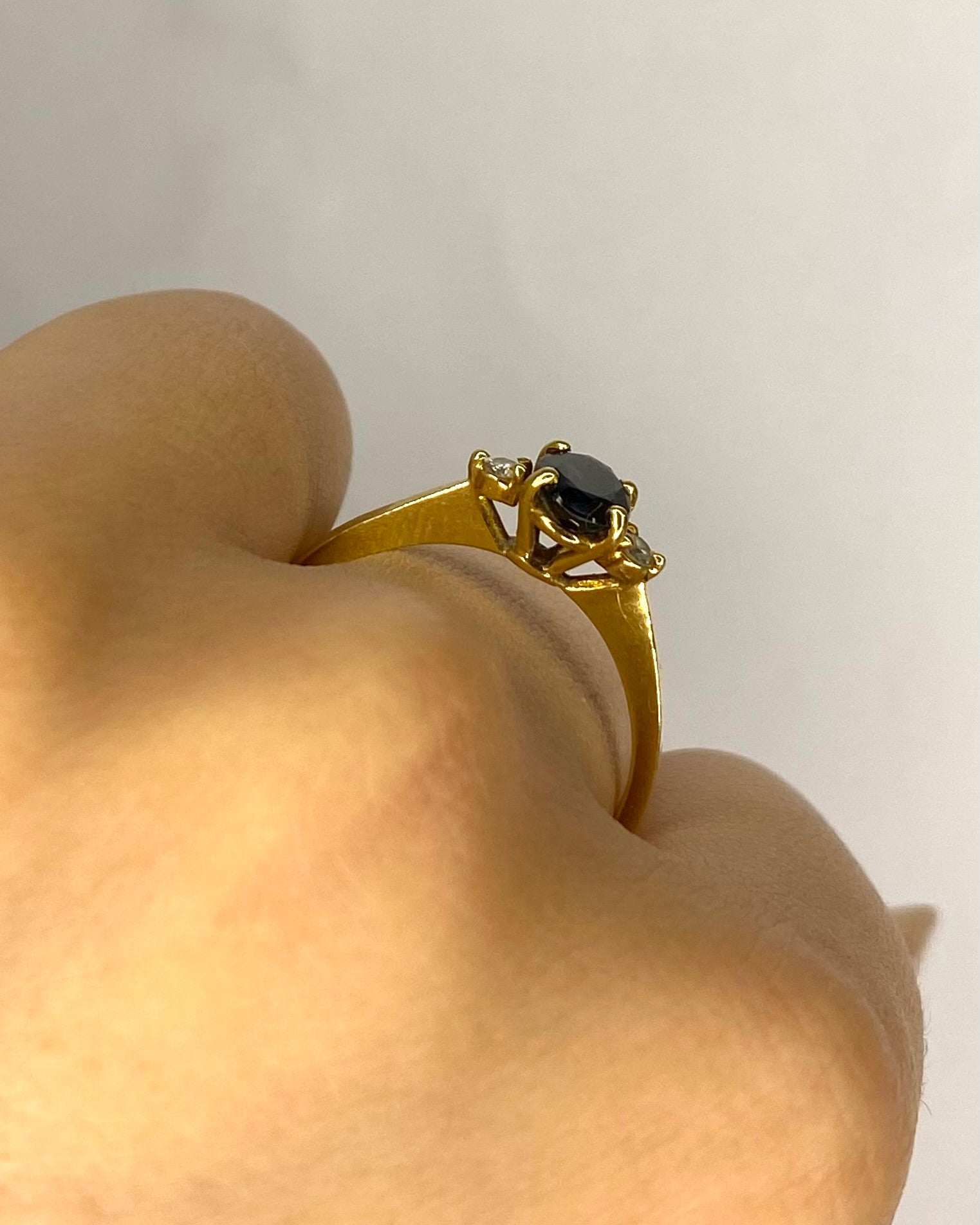 Trilogy Ring Sapphire 1.10 Carat &amp; 2 Diamonds "Elisa"