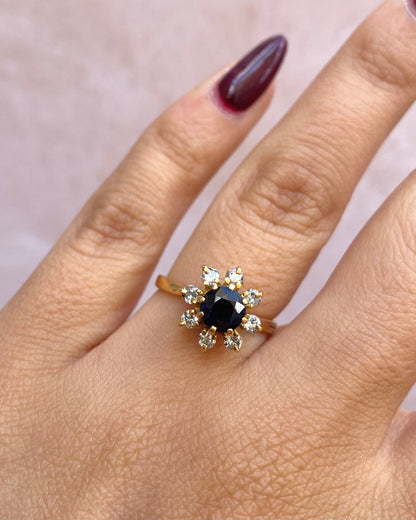 Bague Marguerite Saphir 1 carat &amp; Diamants 0.32 carat "Dorine"