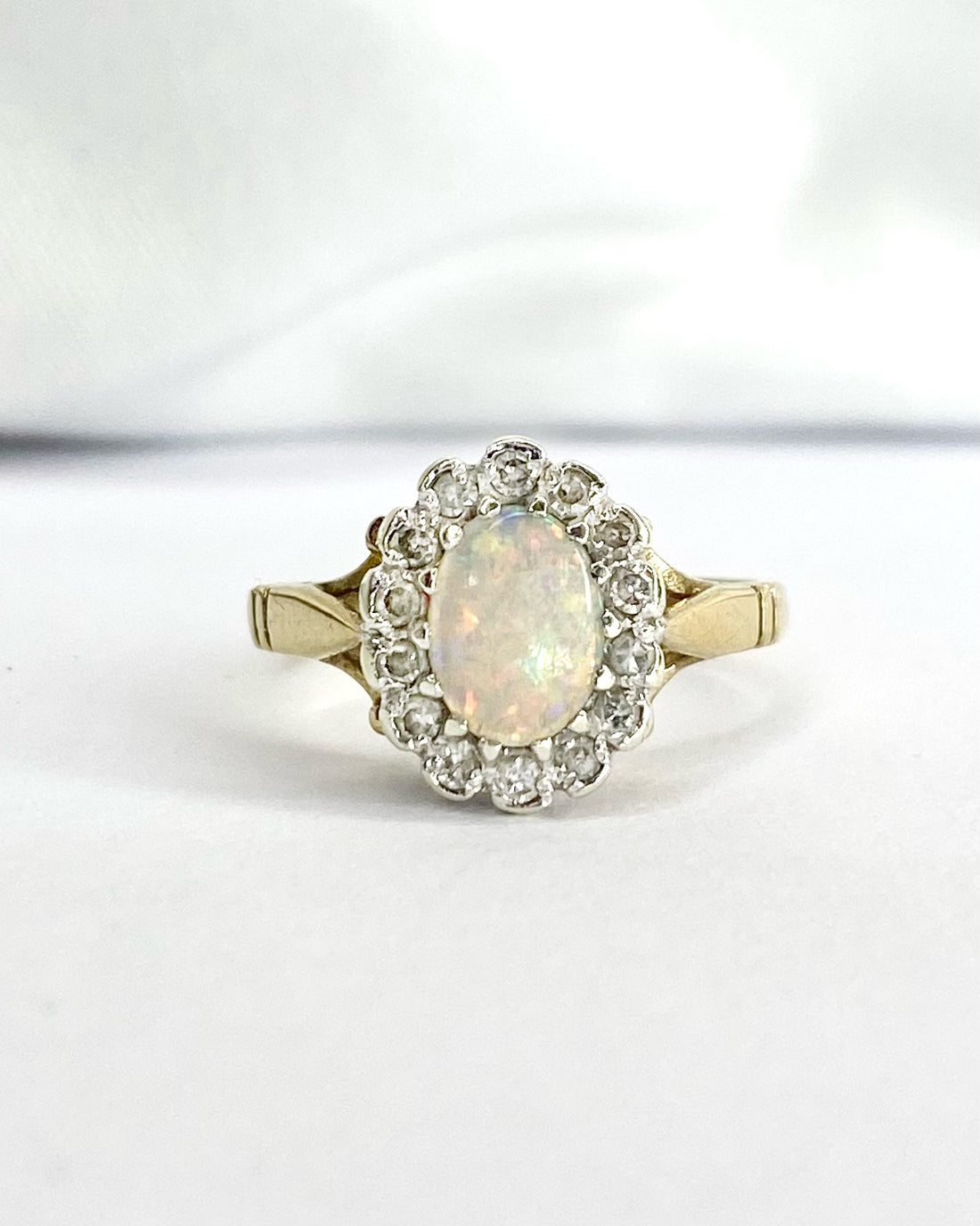 Bague Marguerite Opale &amp; Diamants "Pauline"