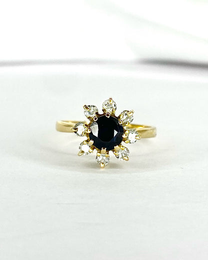 Bague Marguerite Saphir 1 carat &amp; Diamants 0.32 carat "Dorine"