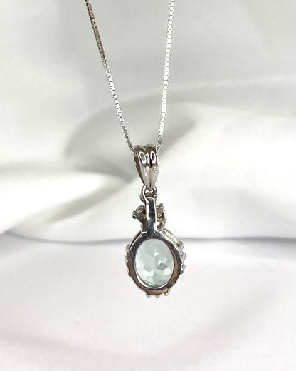 Green Tourmaline Pendant 2.75 Carats &amp; Diamonds "Annaelle"