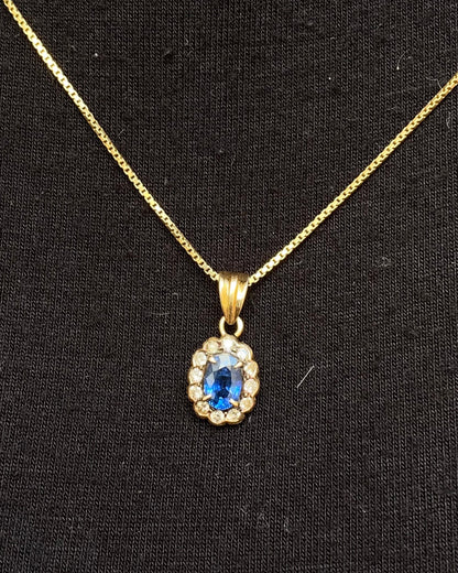 Marguerite Pendant Sapphire 0.56 carat &amp; Diamonds 0.24 carat "Taline"