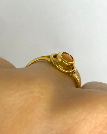 Bague Solitaire Corail "Flora"