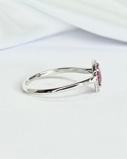 Bague Marguerite Saphir Rose Ceylan 1.20 carat &amp; Diamants 0.20 carat "Amicie" - Elliade Paris