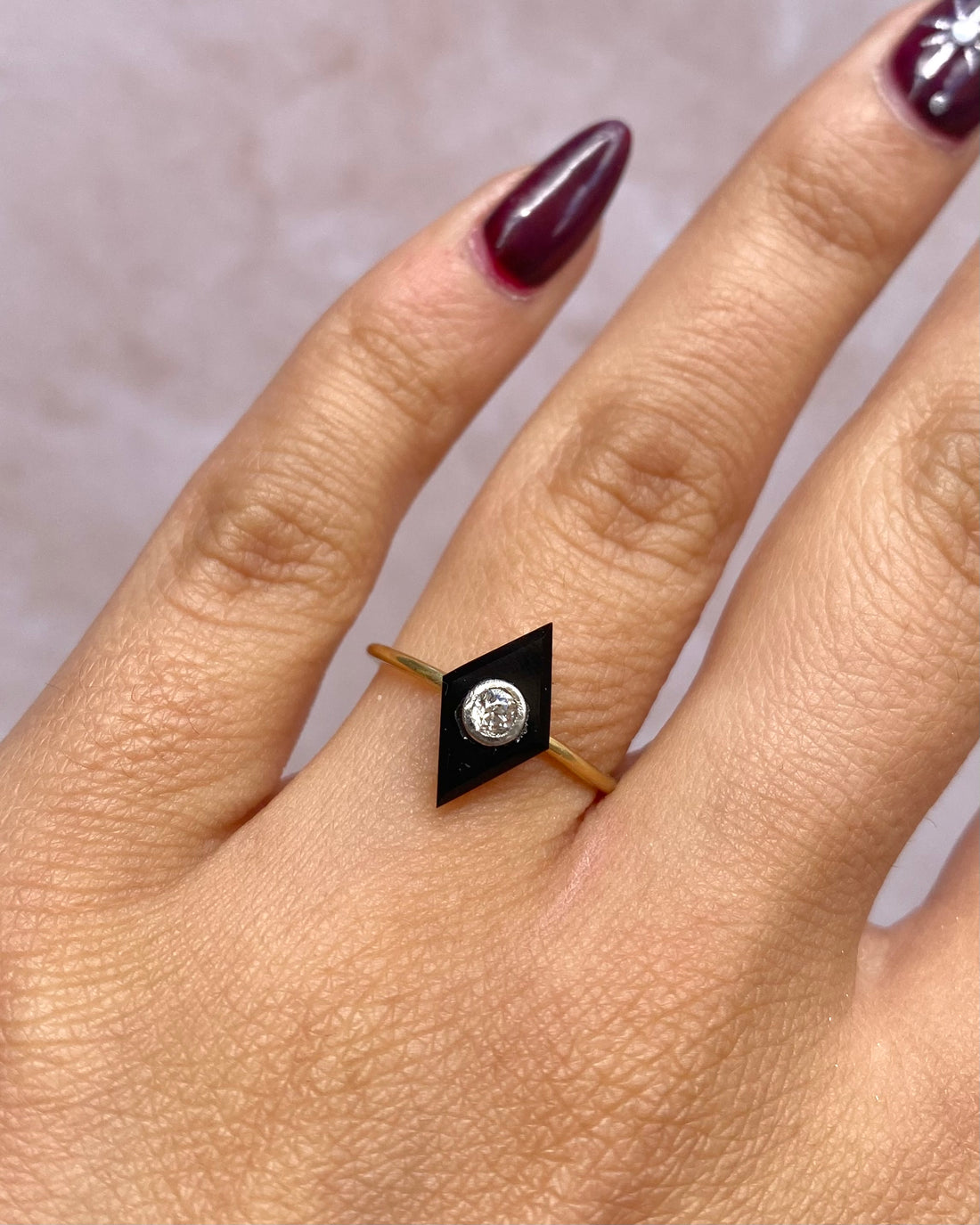 Bague Art-Déco Onyx &amp; Diamant "Zoé"