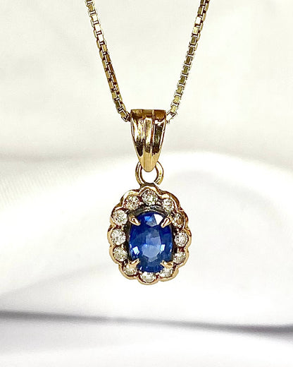 Marguerite Pendant Sapphire 0.56 carat &amp; Diamonds 0.24 carat "Taline"