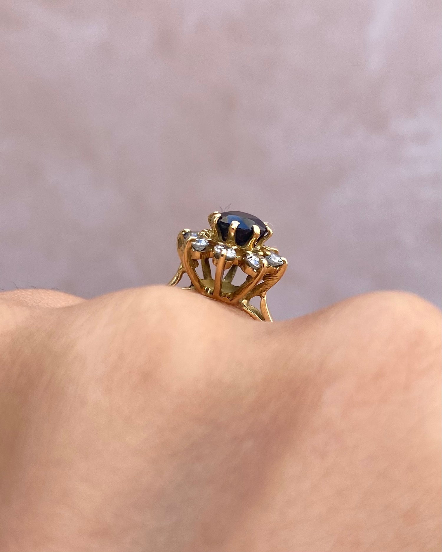 Bague Marguerite Saphir 1 carat &amp; Diamants 0.32 carat "Dorine"