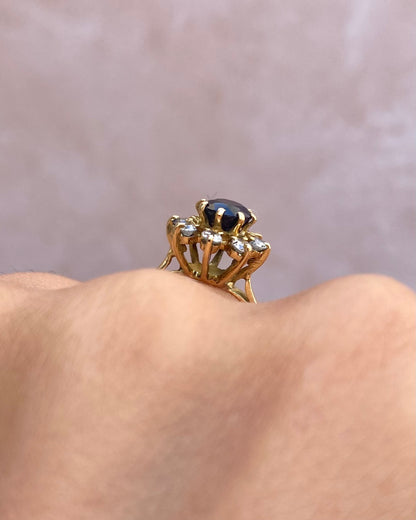 Bague Marguerite Saphir 1 carat &amp; Diamants 0.32 carat "Dorine"