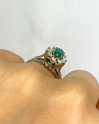 Bague Marguerite Émeraude 0.72 carat &amp; Diamants 0.35 carat "Anna"