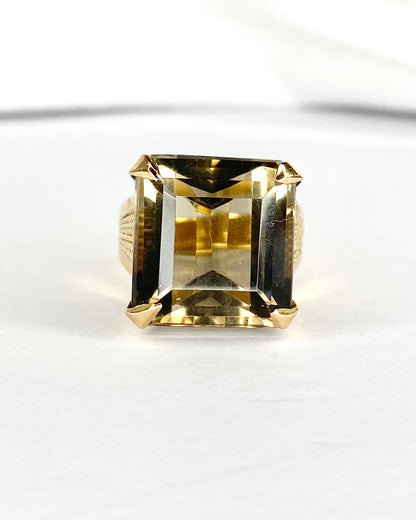 Bague Cocktail Citrine Champagne 15.20 carats &amp; Or 8,74g "Phillipine"