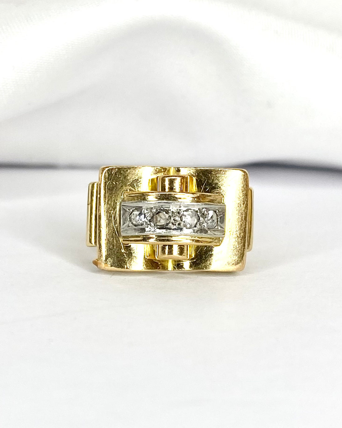 Bague Tank Diamants &amp; Or 4.63g "Danaë"