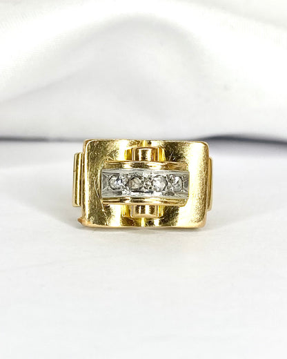 Anillo Tank Diamantes y Oro 4.63g "Danaë"